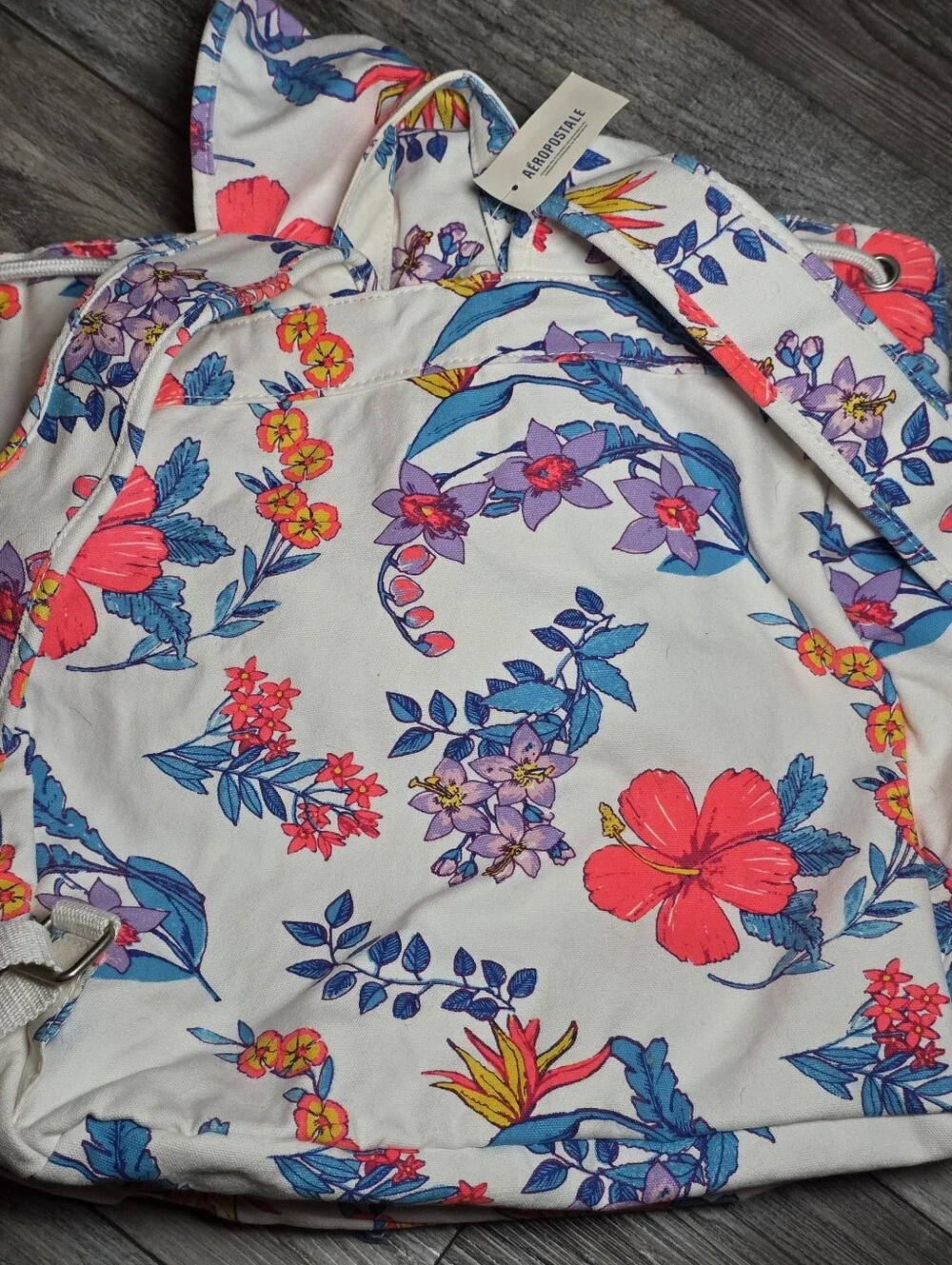 Aeropostale Floral AOP Canvas Drawstring Backpack 2015 *NWT READ